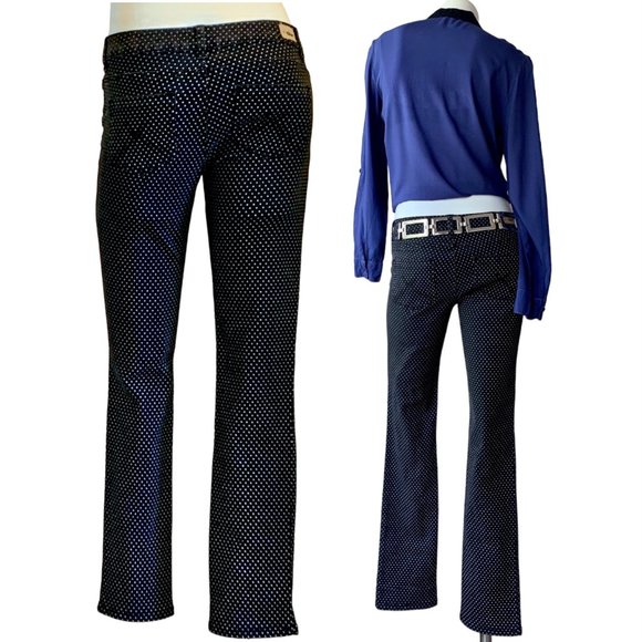 Vintage Chor 90’s black w/white Swiss polka dot jeans  - size 9 - Picture 7 of 11